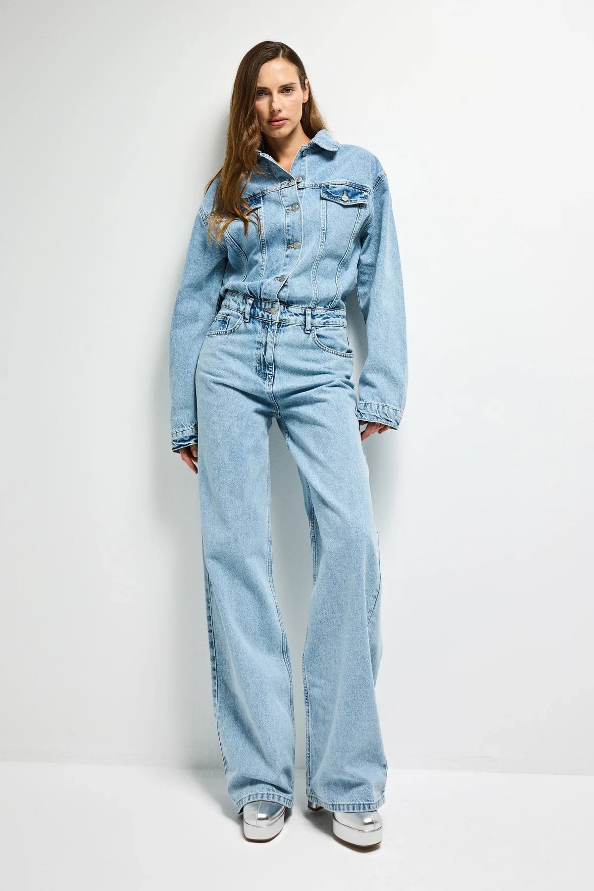 Geacă denim cu design stilat