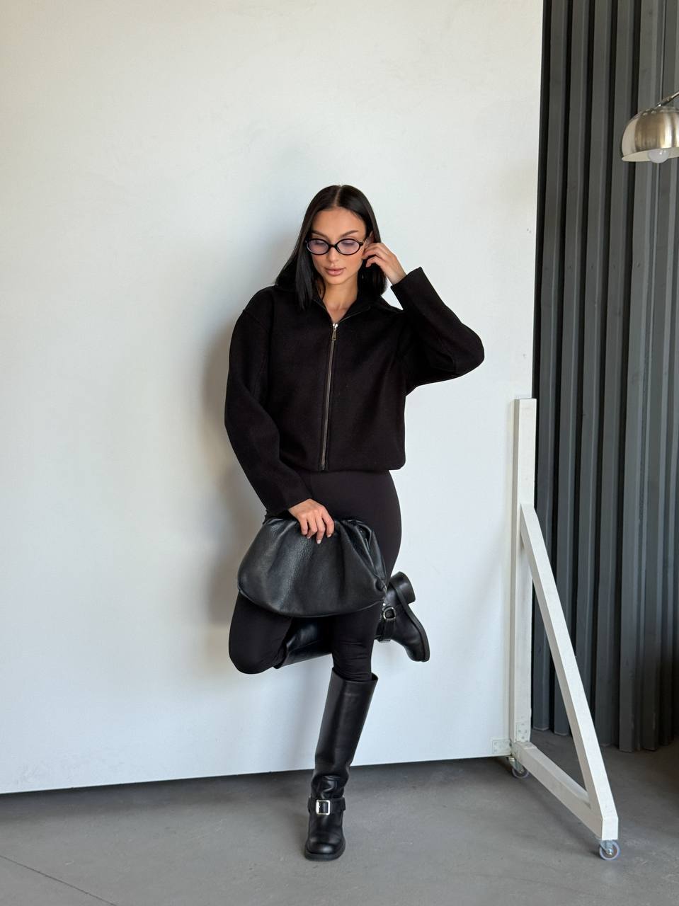 Stylish black bomber jacket for women