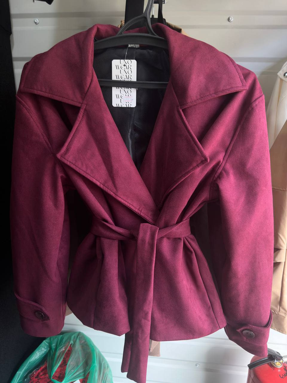 Cropped-Suede-Trenchcoat für Damen
