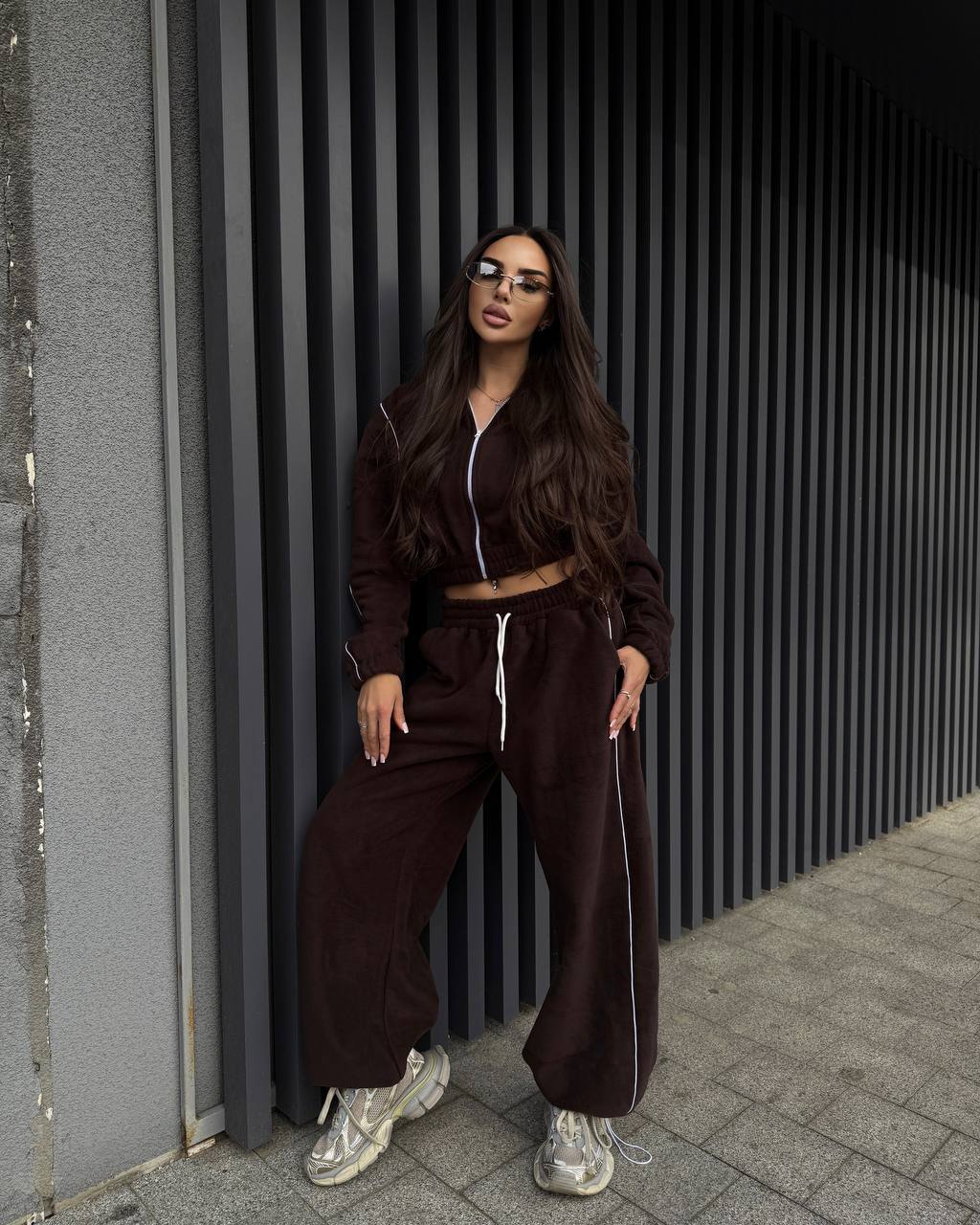Cozy two-tone fleece tracksuit