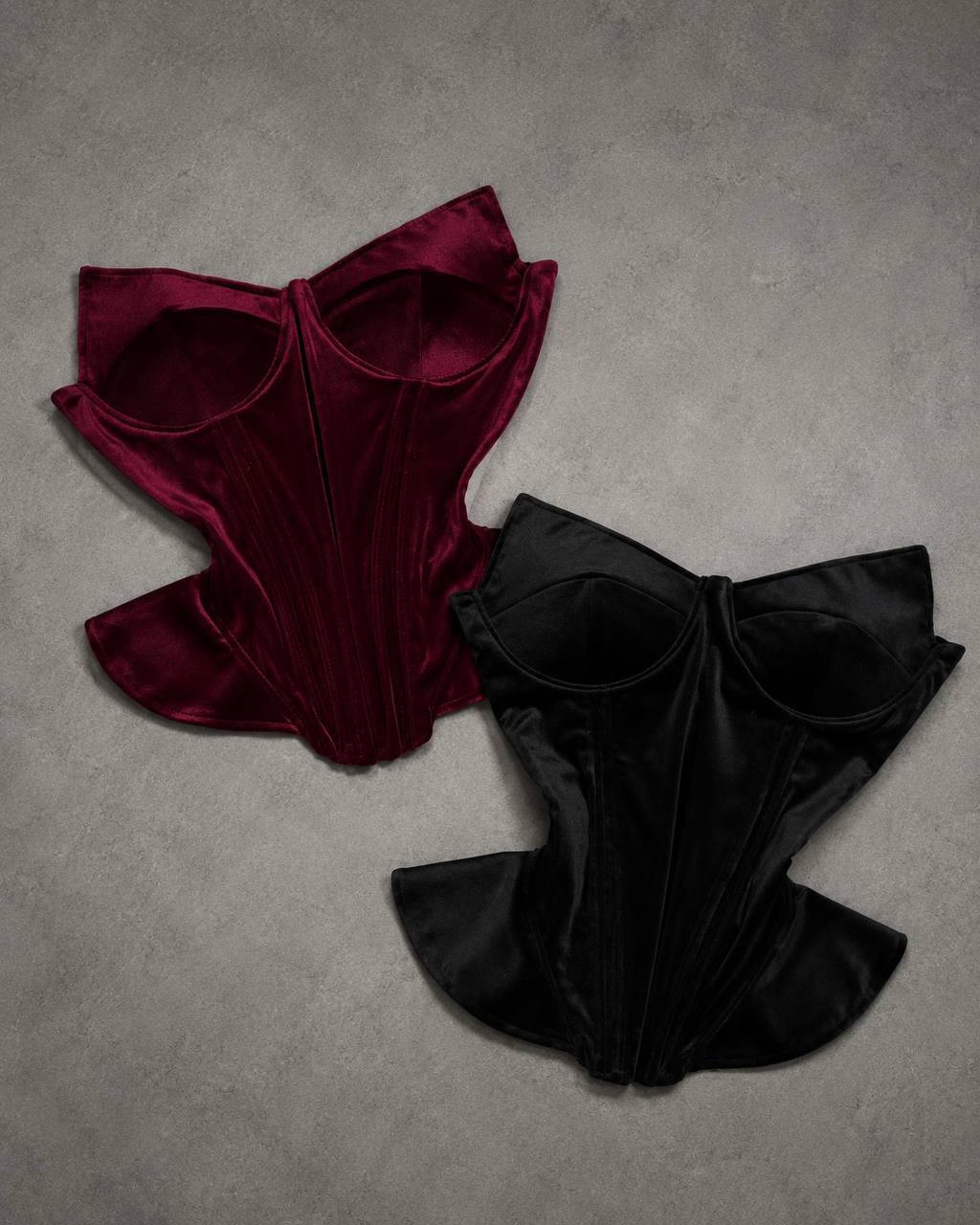 Corset en velours à volants pour femme