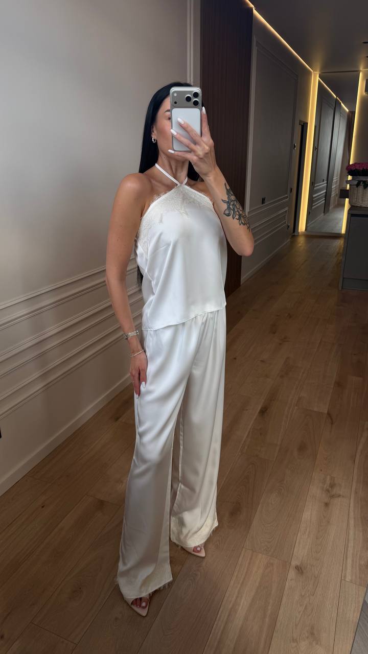 Satin- und Spitzen-Zweiteiler für Damen