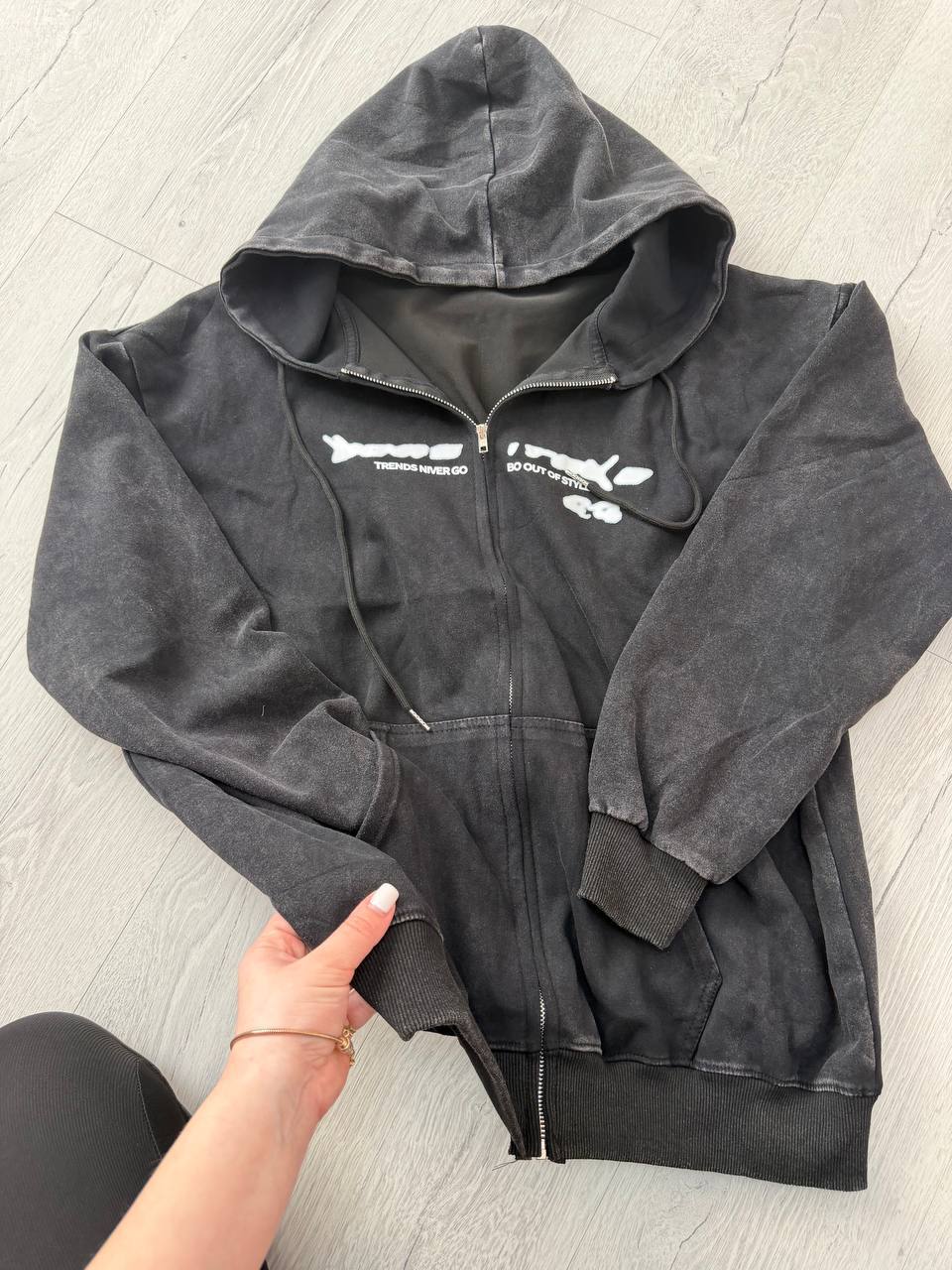 Grafit renkli universal hoodie