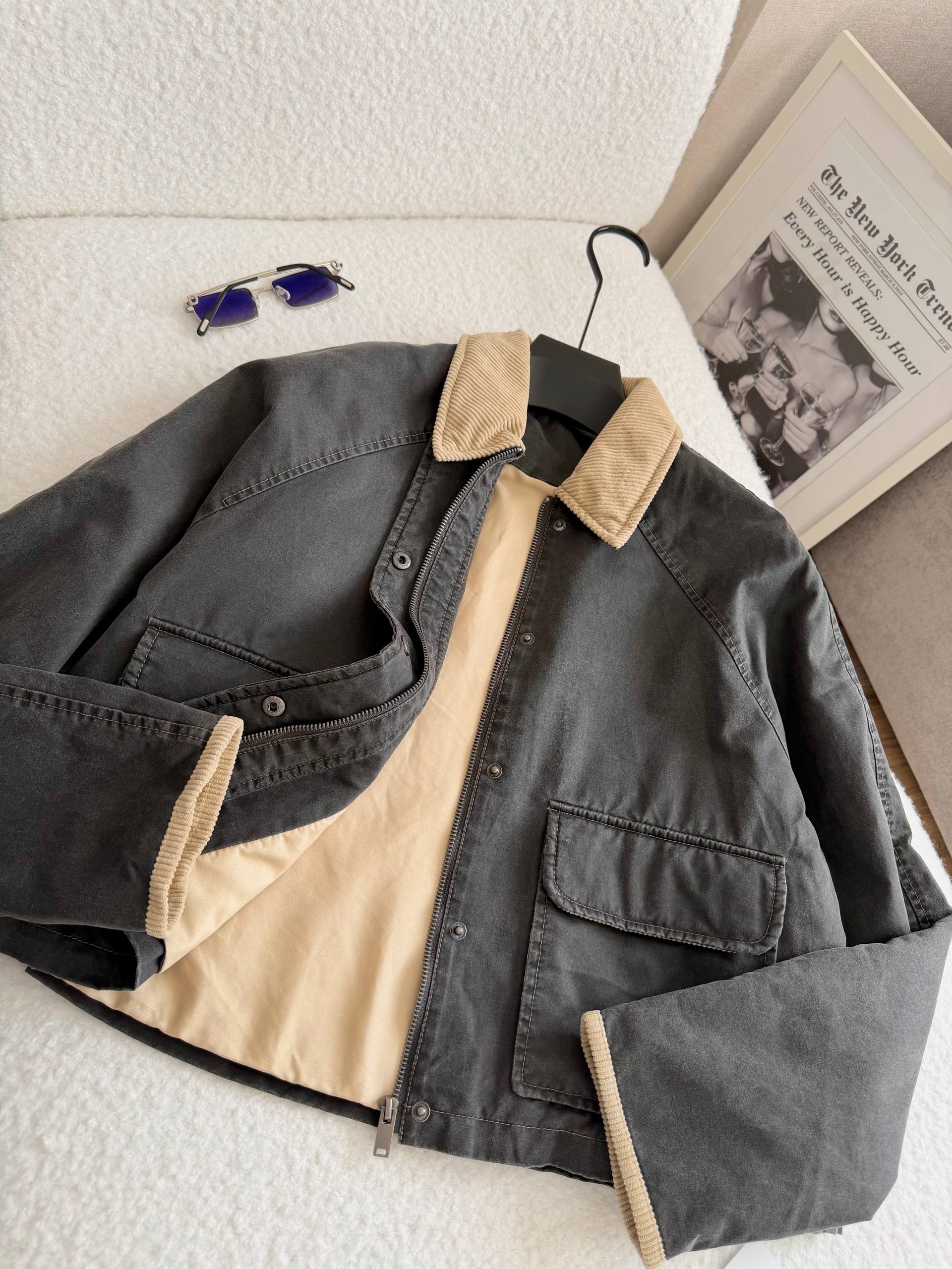 Stylish graphite and beige jacket