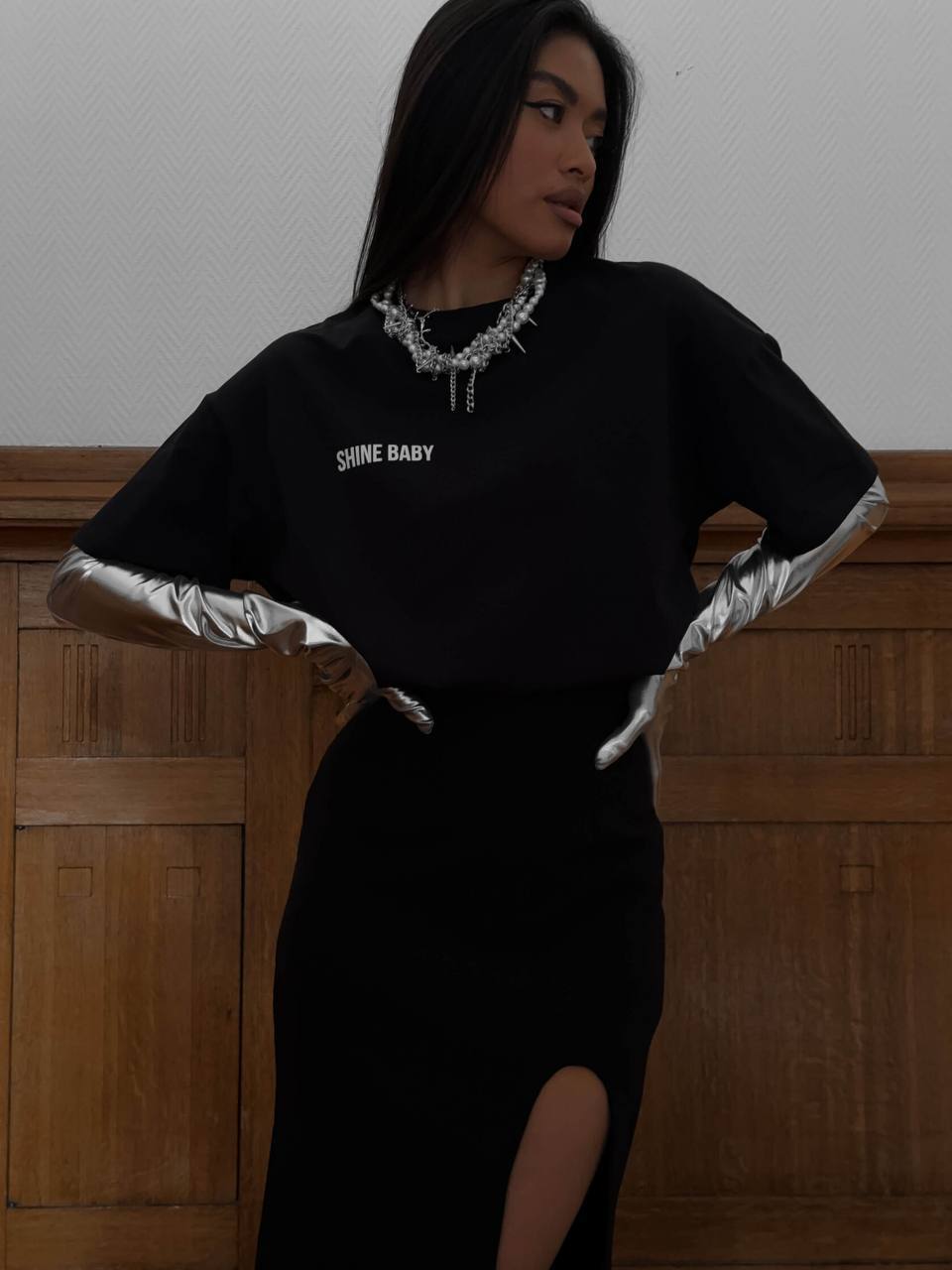 T-shirt en coton avec motif tendance