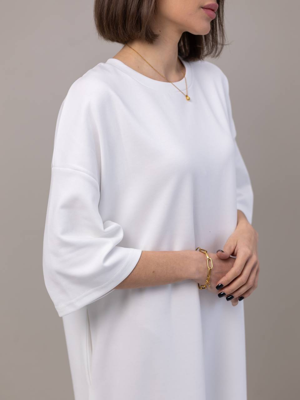 Rochie maxi tip tricou, oversized, cu cracuri