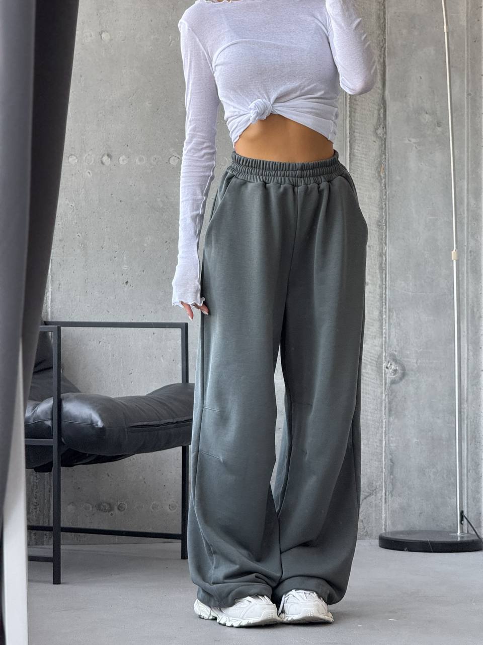 Beige oversized trousers for women