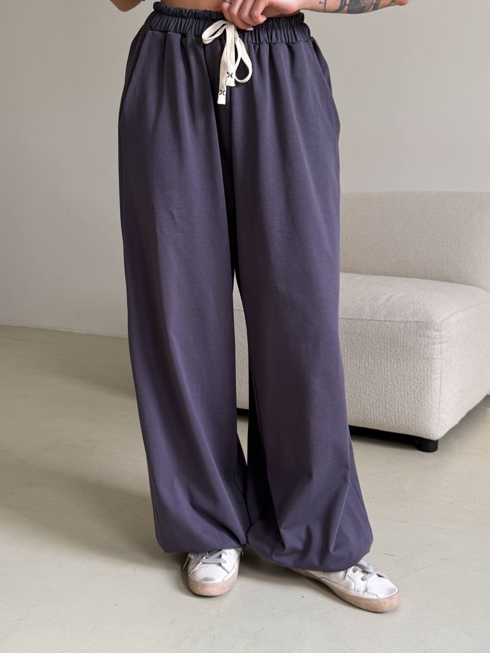 Oversized cotton suit in graphite color