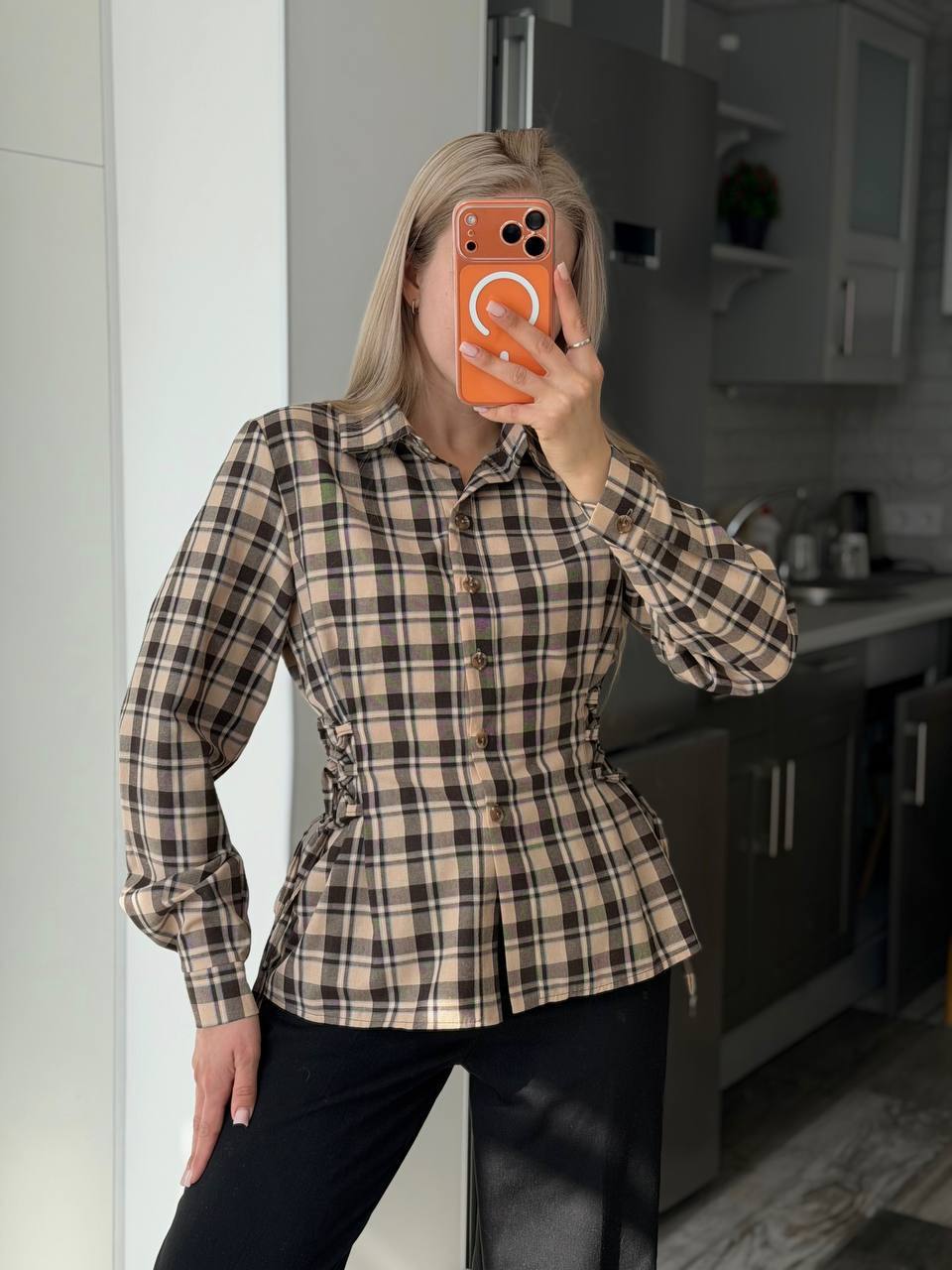 Camisa de flanela de algodão em cores suaves