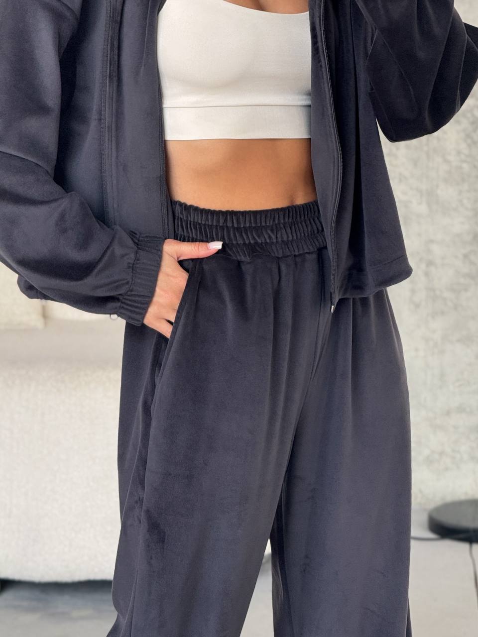Velvet oversized top in dark colors